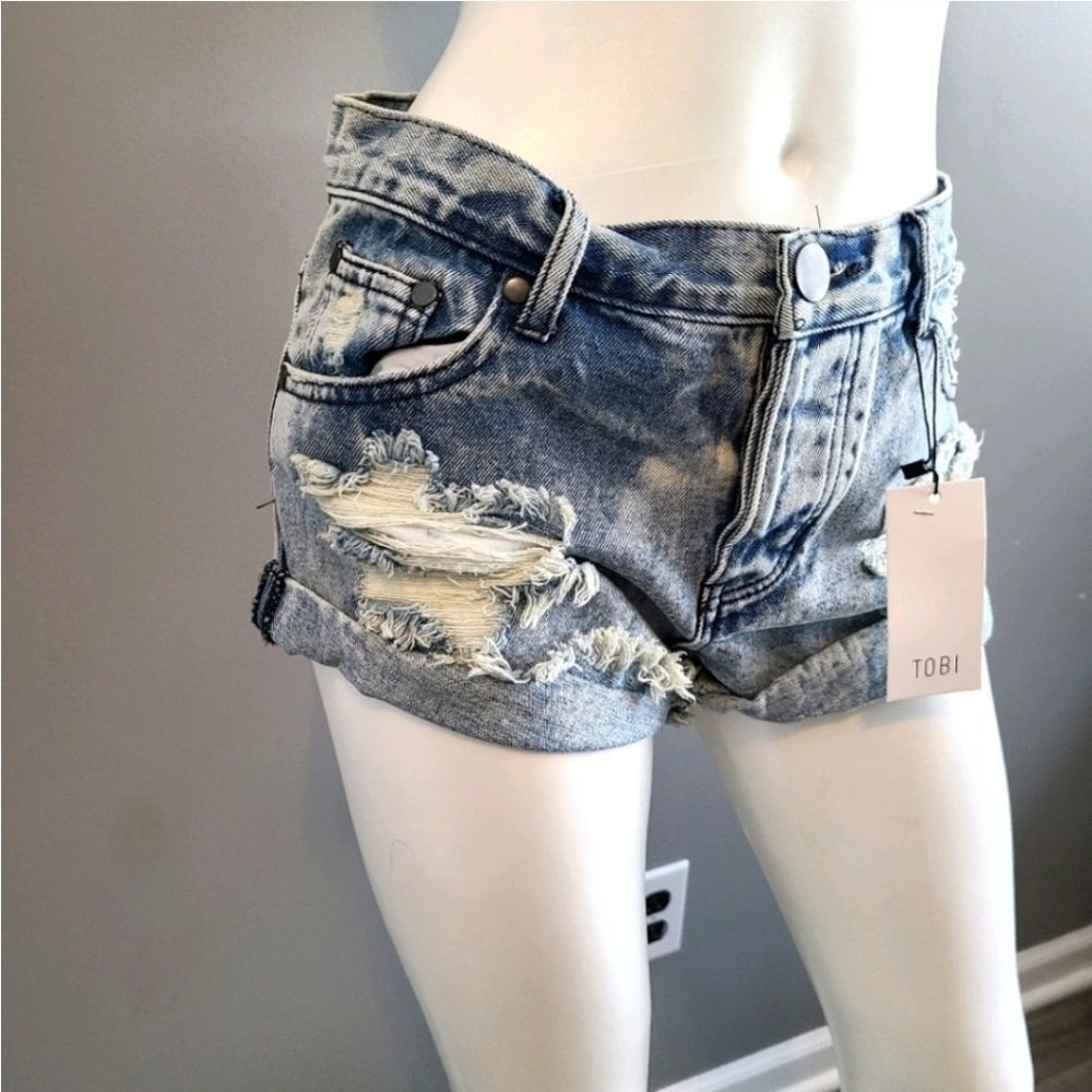 TOBI Distressed Jean Shorts Womens Size 27 NEW WITH TAGS - Picture 6 of 10